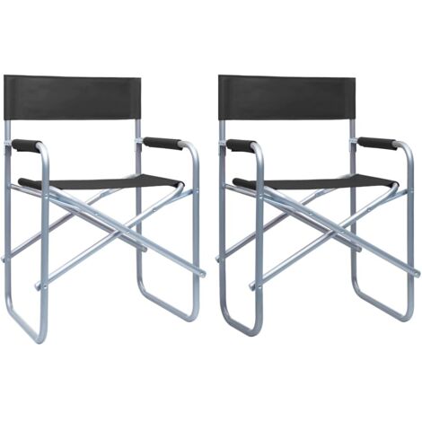 Chaises de metteur en scène lot de 2 Acier Noir vidaXL