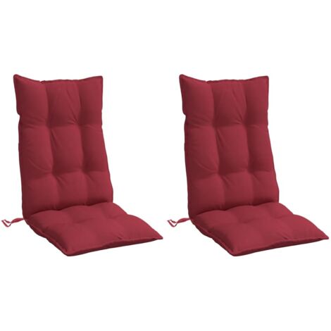 Coussins de chaise à dossier haut lot de 2 rouge bordeaux vidaXL