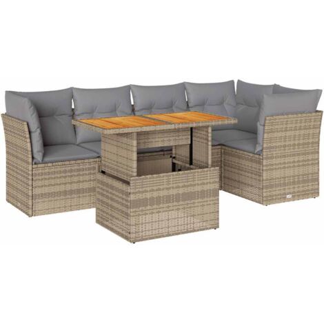 Salon de jardin avec coussins 6 pcs beige résine tressée vidaXL (1/5)