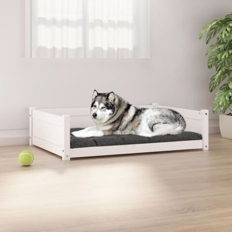 Lit pour chien Blanc 105,5x75,5x28 cm Bois de pin solide vidaXL