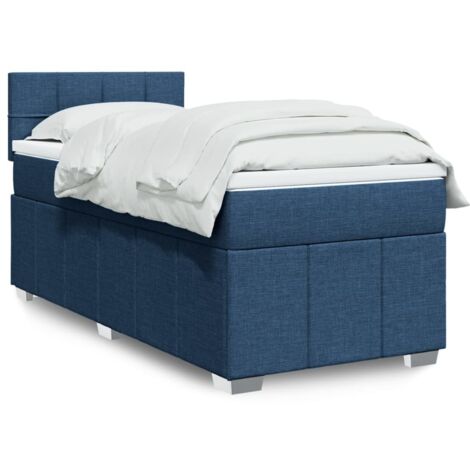 Sommier à lattes de lit avec matelas Bleu 100x200 cm Tissu vidaXL (1/5)