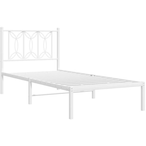 Cadre de lit métal sans matelas avec tête de lit blanc 90x200cm vidaXL (1/5)