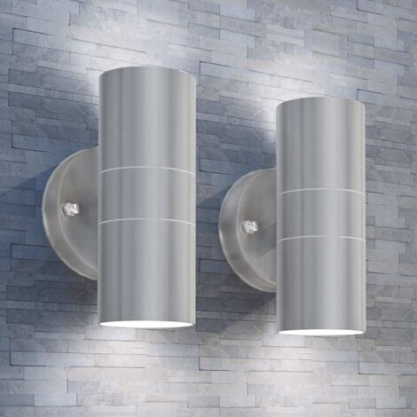 vidaXL Outdoor LED Wall Lights 2 pcs Stainless Steel Up/Downwards (1/5)