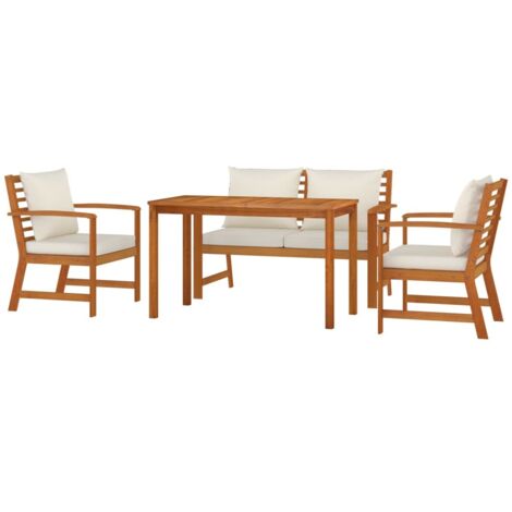 Ensemble à manger de jardin 4 pcs coussins Bois acacia vidaXL