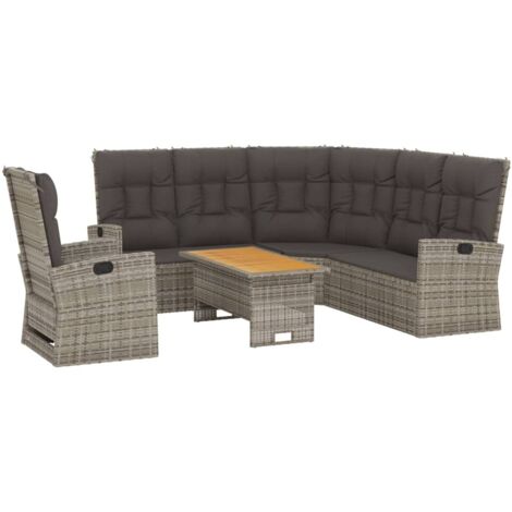 Salon de jardin 3 pcs avec coussins Gris Résine tressée vidaXL (1/7)