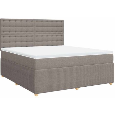 Sommier à lattes de lit avec matelas Taupe 180x200 cm Tissu vidaXL (1/5)