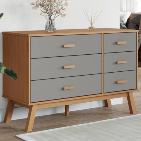 Vidaxl – Commode scandinave en bois massif de pin – 6 tiroirs – Grand espace de rangement – Pieds en bois – Idéal pour intérieur moderne
