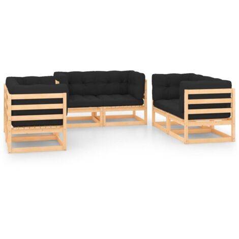 vidaXL Salon de jardin 6 pcs avec coussins Bois de pin massif (1/5)