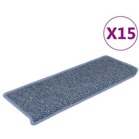 Tapis d'escalier autocollants 15 pcs 65x21x4 cm Bleu vidaXL
