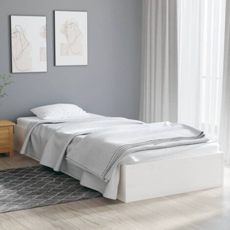Vidaxl – Cadre de lit 90x190 cm en bois massif blanc – Lattes en contreplaqué pour soutien optimal – Assemblage requis