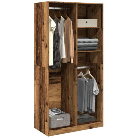 Garde robe vieux bois 100x50x200 cm bois d ingénierie