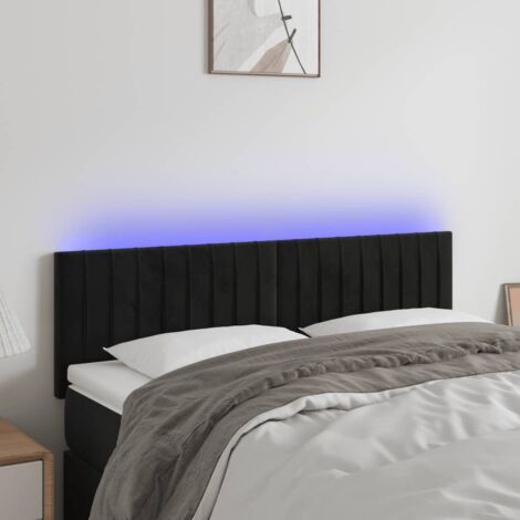 Vidaxl – Tête de lit à LED noir 144x5x78/88 cm – Velours doux – Bande LED découpable – Installation facile – Indice IP65 (1/6)