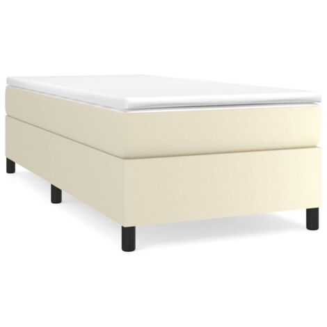 Sommier à lattes de lit avec matelas Crème 90x200 cm Similicuir vidaXL
