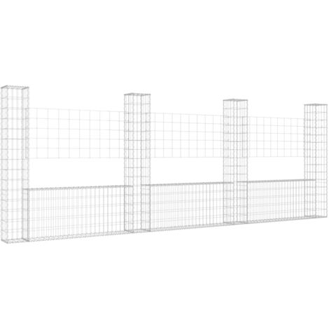 Panier de gabion en forme de U avec 4 poteaux Fer 380x20x150 cm vidaXL (1/5)