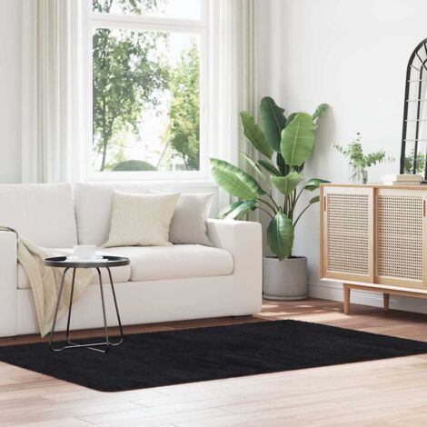 Tapis Shaggy à poils longs NAVARRA noir 130x200 cm polyester vidaXL (1/5)