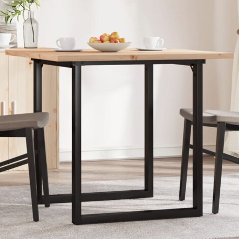 vidaXL Table à manger cadre en O 90x90x75,5cm bois de pin massif acier