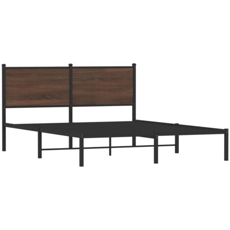 Cadre de lit en métal sans matelas chêne marron 140x200 cm vidaXL (1/5)