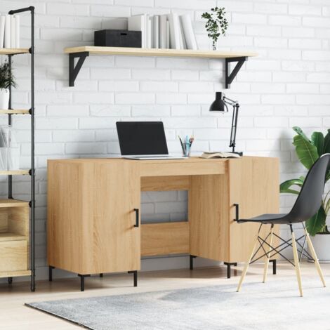 Bureau chêne sonoma 140x50x75 cm bois d'ingénierie vidaXL (1/5)