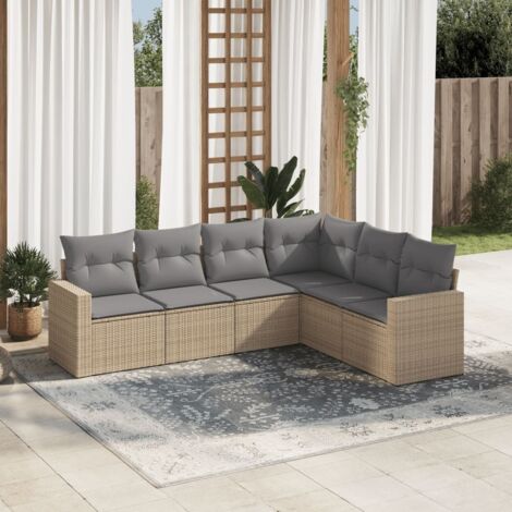 Salon de jardin avec coussins 6 pcs beige résine tressée vidaXL (1/3)