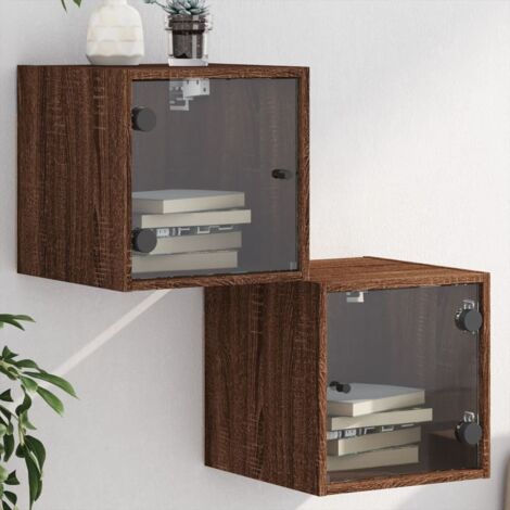 Tables de chevet et portes vitrées 2pcs chêne marron 35x37x35cm vidaXL (1/5)
