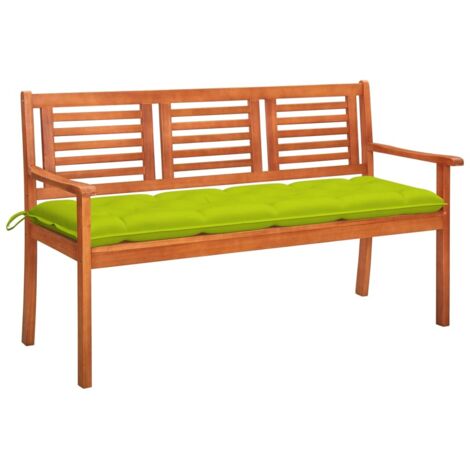 Banc de jardin 3 places avec coussin 150 cm Bois d'eucalyptus vidaXL (1/5)