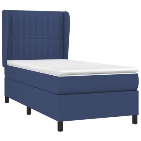 Sommier à lattes de lit avec matelas Bleu 90x190 cm Tissu vidaXL (1/5)