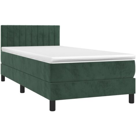 vidaXL Sommier à lattes de lit avec matelas Vert foncé 100x200 cm