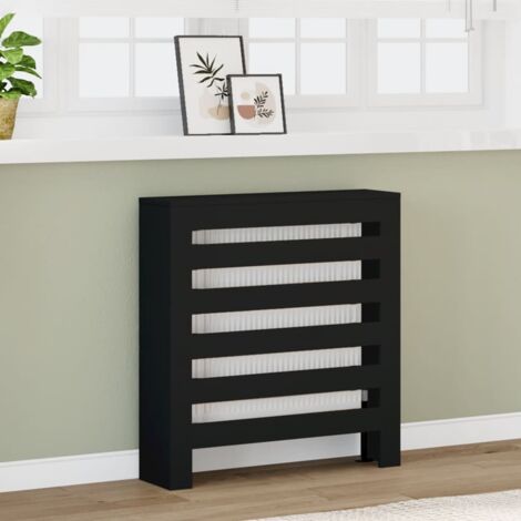 Vidaxl – Cache-radiateur noir 78x20x82 cm en bois d'ingénierie – Résistance à l'humidité – Design à lattes modernes pour décoration intérieure (1/5)