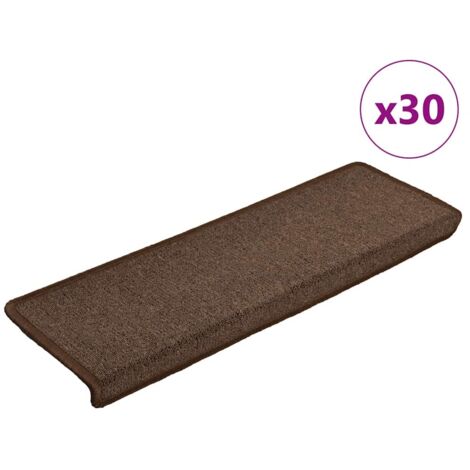 Tapis d'escalier 30 pièces 65 x 21 x 4 cm Marron café Bord rectangulaire vidaXL