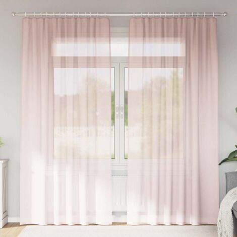 Rideaux en voile avec passe-tringles 2 pcs rose clair vidaXL