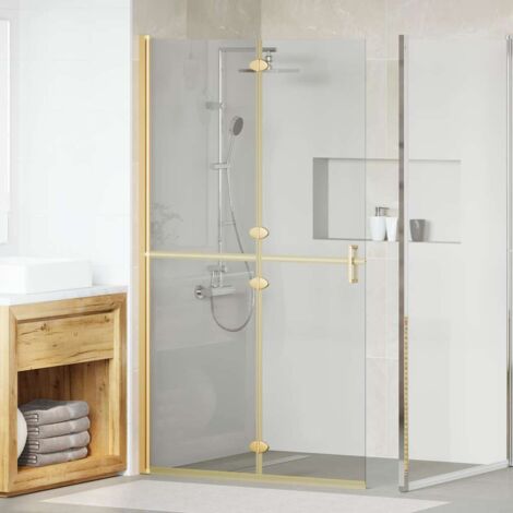 vidaXL Mur de douche à l'italienne Doré et transparent 110 x 190 cm (1/5)