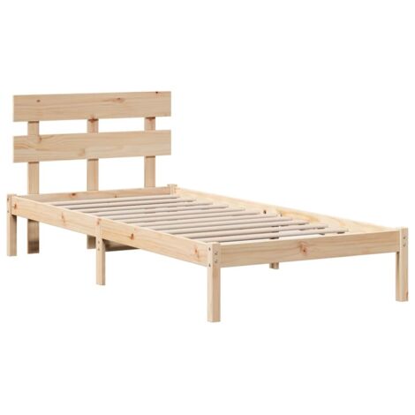 Cadre de lit Marron 75 x 190 cm Bois de pin massif vidaXL (1/5)