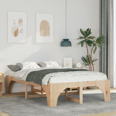 Cadre de lit Marron 120 x 190 cm Pin massif vidaXL (1/5)