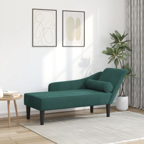 Vidaxl – Méridienne chaise longue avec coussins en velours vert foncé – Structure en bois robuste – Assise en mousse haute résilience – Confort optimal