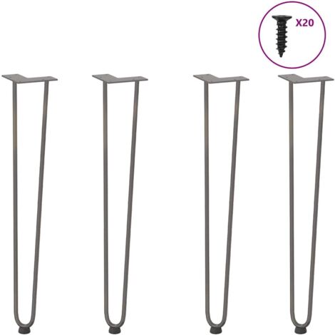 Pieds en épingle à cheveux pour consoles, lot de 4, acier naturel, 72 cm, acier massif vidaXL