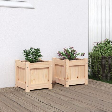 Vidaxl – Lot de 2 jardinières en bois de pin massif 31x31x31cm – Non traité – Pour cultiver légumes et fleurs – Assemblage requis