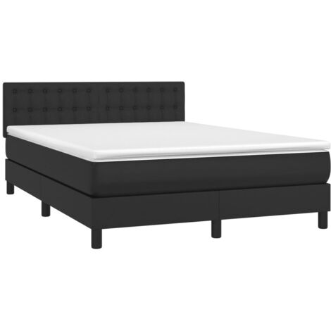 Lit à sommier tapissier avec matelas Noir 140x190 cm Similicuir (1/5)