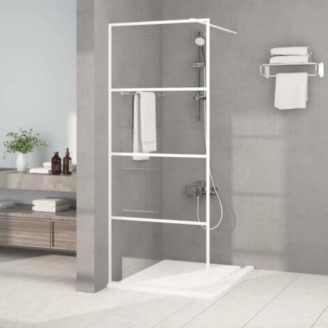Vidaxl – Paroi de douche 80x195 cm en verre ESG transparent – Cadre blanc en aluminium – Résistance aux éclaboussures – Installation facile