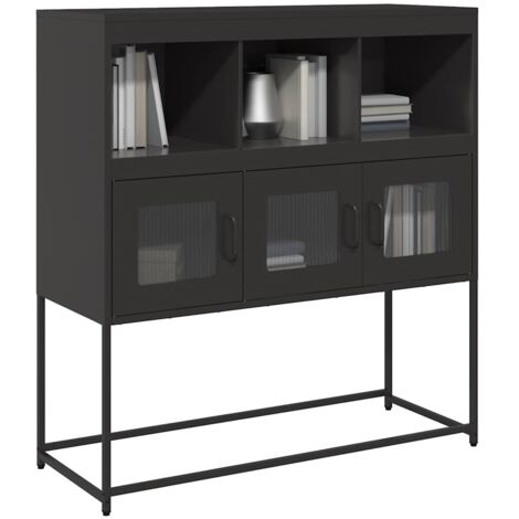 vidaXL Buffet noir 100,5x39x107 cm acier laminé à froid (1/6)