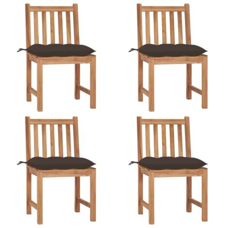 Chaises de jardin lot de 4 avec coussins Bois de teck massif vidaXL (1/5)
