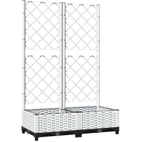 vidaXL Jardinière avec treillis Blanc 80x40x121,5 cm PP