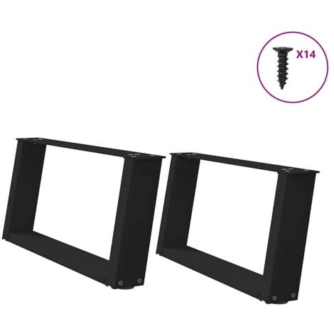 vidaXL Pieds de table basse forme de U 2 pcs noir 70x(30-31) cm acier