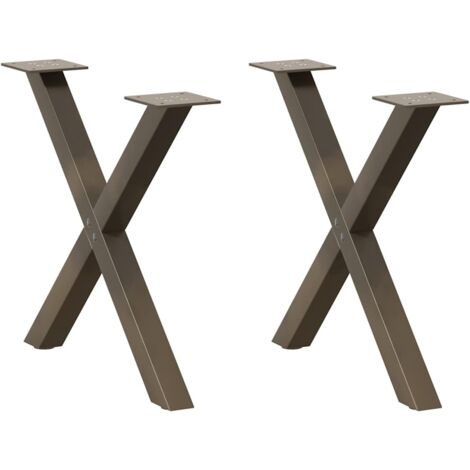 Pieds de table basse en forme de X, 2 pièces, acier naturel, 60 x (42-43) cm vidaXL