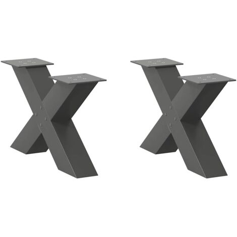 Pieds de table basse en forme de X, 2 pièces, anthracite, 50 x (30-31) cm, acier vidaXL