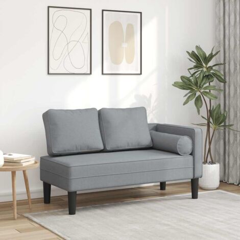 Vidaxl – Chaise longue méridienne avec coussins gris clair – Tissu 100% polyester – Dimensions 116,5 x 62 x 57,5 cm – Hauteur d'assise 37 cm (1/6)