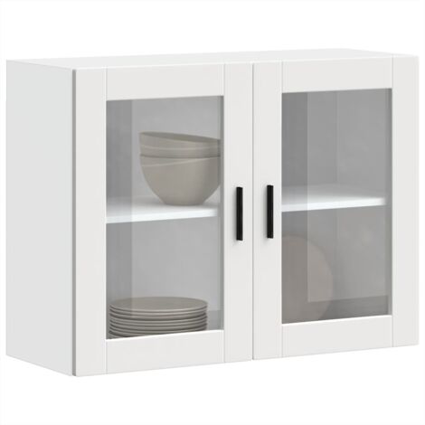 Armoire murale de cuisine avec porte en verre Porto blanc vidaXL (1/5)