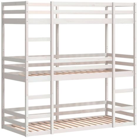 vidaXL Lit superposé triple sans matelas 90x190 cm bois de pin massif
