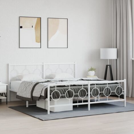 Cadre de lit métal sans matelas et pied de lit blanc 183x213 cm vidaXL (1/5)