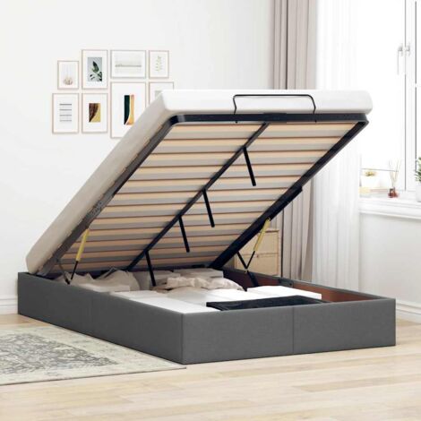 vidaXL Cadre de lit ottoman sans matelas gris foncé 120x190 cm tissu