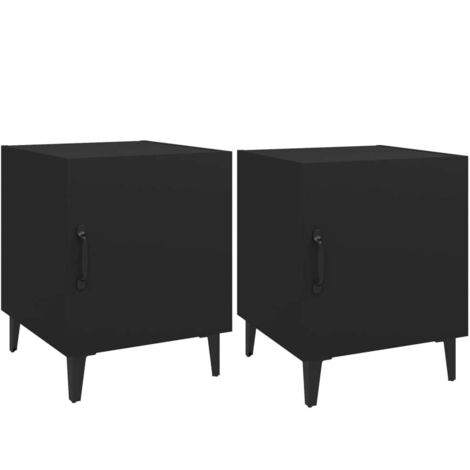 Tables de chevet 2 pcs Noir Bois d'ingénierie vidaXL (1/5)